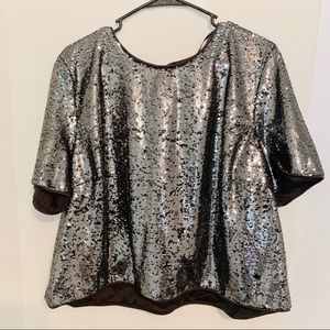 Silver sequin crop top